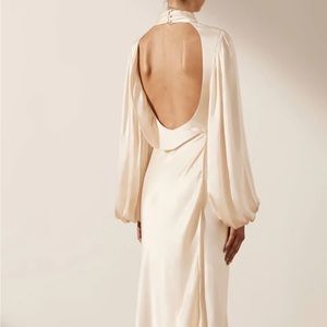 Shona Joy LA LUNE OPEN BACK WRAP MIDI DRESS - CREAM